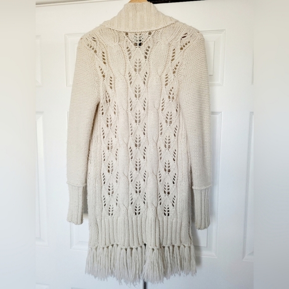 American Eagle Outfitters Women's Open Front Cardigan Wool Off-White,Medium Size - Picture 5 of 13